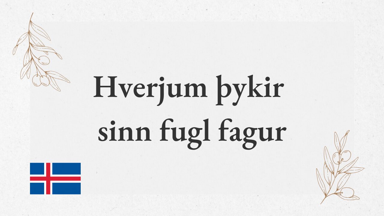 “Hverjum þykir sinn fugl fagur” – Everyone thinks their own bird is beautiful