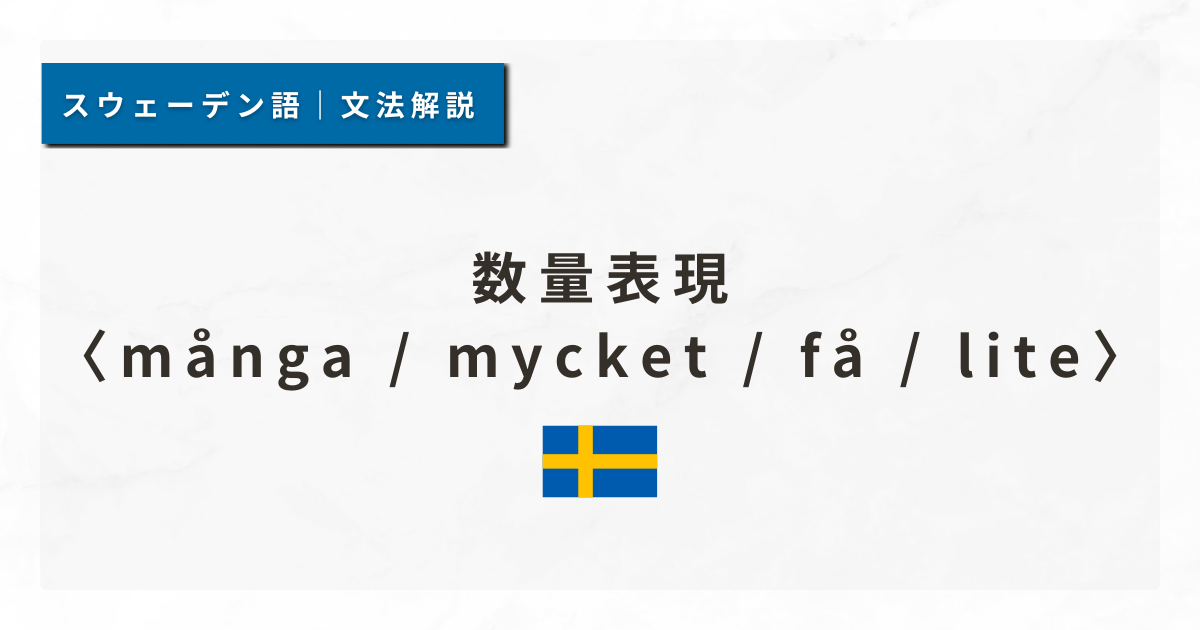 【スウェーデン語文法#48】数量表現：många / mycket / få / lite