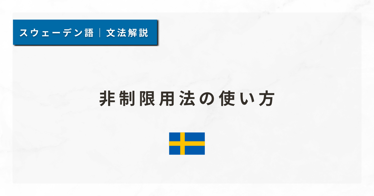 【スウェーデン語文法#59】非制限用法の使い方