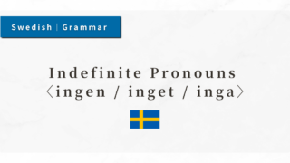 Swedish Grammar #43: Indefinite Pronouns ingen / inget / inga